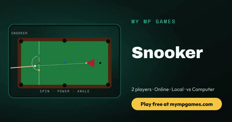 Snooker online game table with the cue lined up on a red