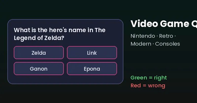 Video game quiz card with a question about Mario and four answer buttons